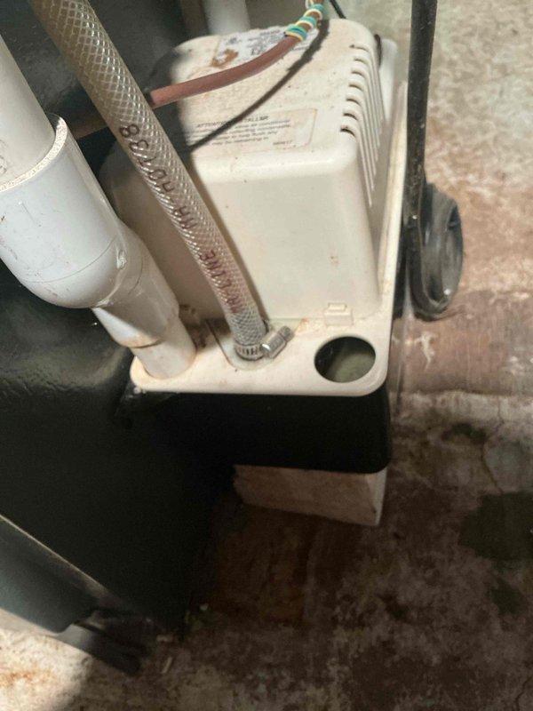 Completed annual heating and cooling maintenance on 13-year-old EnergiAir furnace and air conditioning system. Performed comprehensive tune-up procedures including inspection of HVAC condensate pump system, verified proper operation of drainage components and PVC discharge piping, and documented equipment condition with photos for service records.