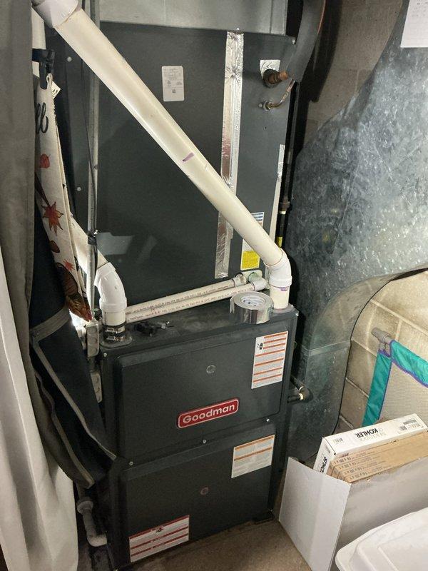 Completed annual cooling maintenance on a 7-year-old Goodman AC system. Performed comprehensive tune-up including inspection of all major components, verified refrigerant levels, cleaned condenser coils, checked electrical connections, tested thermostat operation, and ensured proper system airflow. Unit is operating within manufacturer specifications and ready for the cooling season.