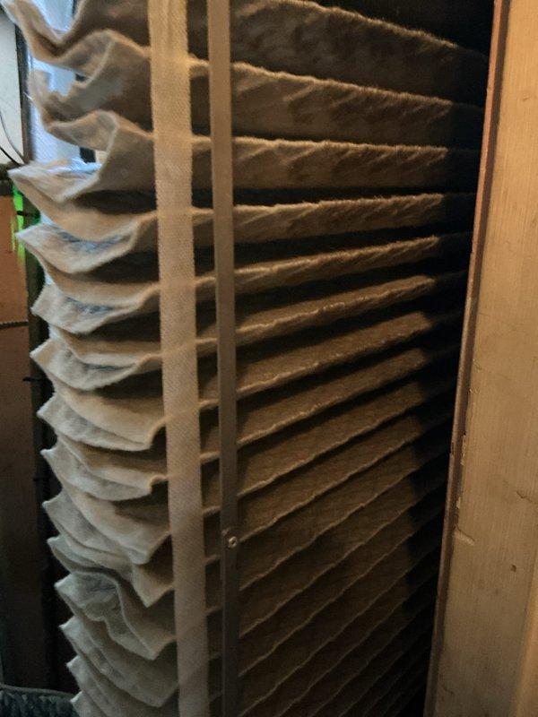 Completed annual cooling maintenance on EnergiAir system with warranty coverage through April 2031. Inspected basement mechanical equipment including furnace, condensate pump assembly, and ductwork. Evaluated air filtration system and noted significant dust accumulation on one filter requiring replacement. Verified system operation, confirmed best contact number with customer, and documented equipment condition with photos.