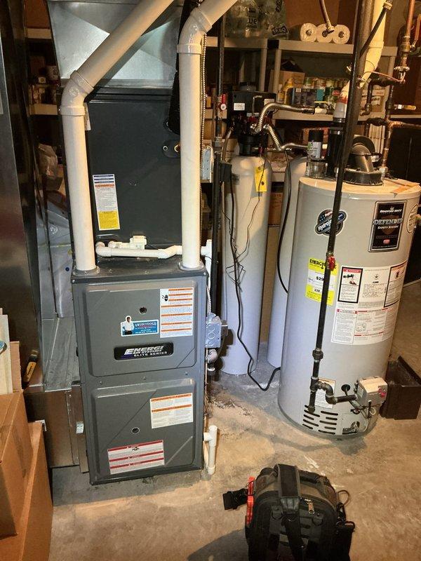 Completed annual cooling system maintenance on 2017 EnergiAir unit. Performed comprehensive tune-up inspection of indoor furnace/air handler unit and outdoor condensing unit. Verified refrigerant levels, checked electrical connections, inspected condensate drain system, and tested thermostat operation. All components found operating within normal parameters. System running efficiently with no issues identified at time of service.