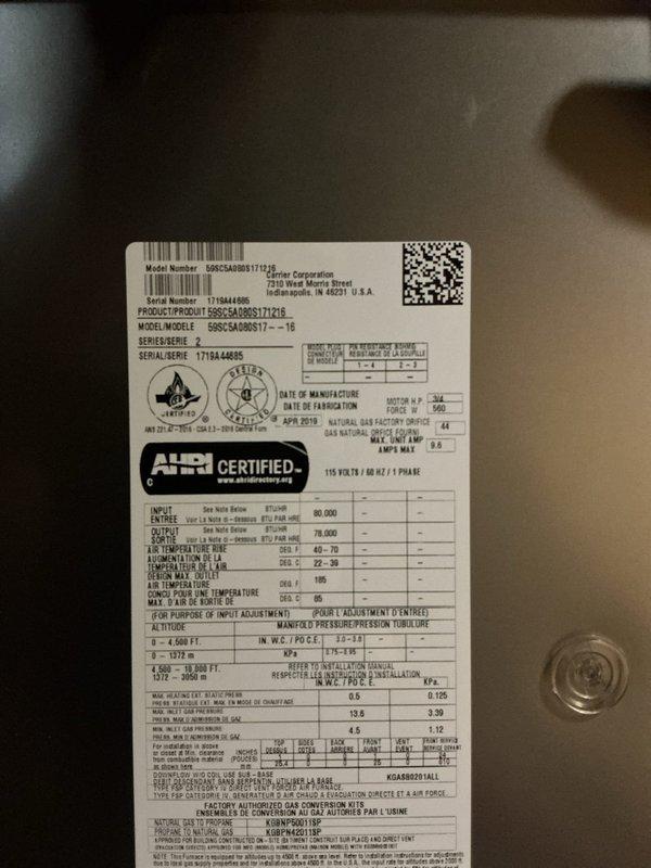 Responded to repeat service call for non-functional hardwired thermostat affecting entire single-family home HVAC system. Upon arrival, diagnosed failed thermostat on Carrier 50CSA0805171Z16 furnace system (manufactured 2020) paired with CNPVP4217ALAAAAA outdoor unit utilizing R-410A refrigerant. Replaced defective thermostat, restored power to system, verified proper communication between thermostat and equipment, and confirmed heating and cooling operation across all zones.