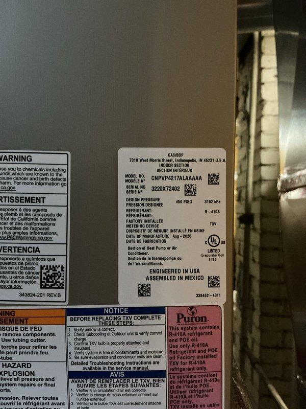 Responded to repeat service call for non-functional hardwired thermostat affecting entire single-family home HVAC system. Upon arrival, diagnosed failed thermostat on Carrier 50CSA0805171Z16 furnace system (manufactured 2020) paired with CNPVP4217ALAAAAA outdoor unit utilizing R-410A refrigerant. Replaced defective thermostat, restored power to system, verified proper communication between thermostat and equipment, and confirmed heating and cooling operation across all zones.