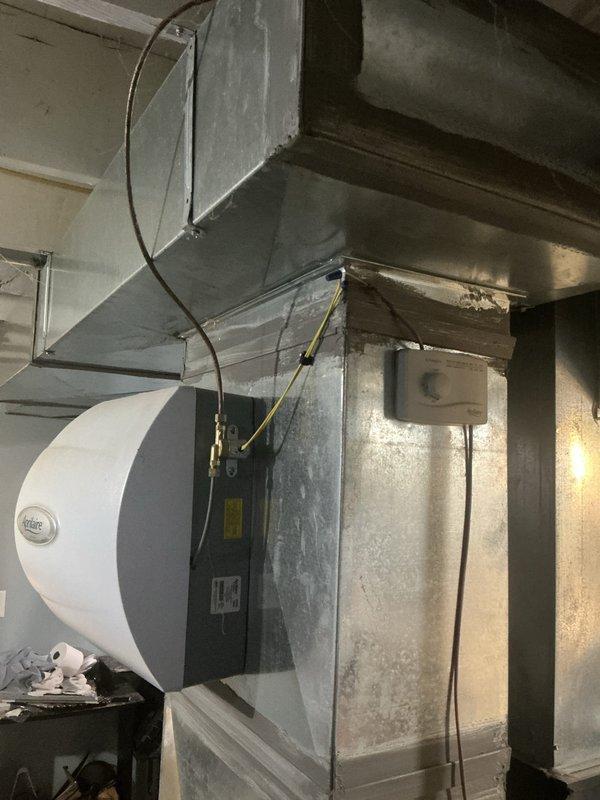 Completed annual heating maintenance visit on 9-year-old furnace system. Performed comprehensive inspection of heating equipment, ductwork, and associated mechanical components. Documented existing plumbing and HVAC infrastructure including copper piping, gas lines, ductwork configuration, and basement mechanical installations. System operational with no humidifier present as noted. Next contract maintenance scheduled for 2026.
