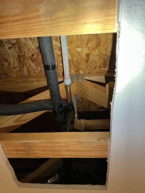 Completed waterline replacement as quoted. Accessed plumbing infrastructure through wall cavity, removed existing damaged waterline, and installed new copper piping with proper insulation and secure mounting. Verified all connections are leak-free and restored wall access point.