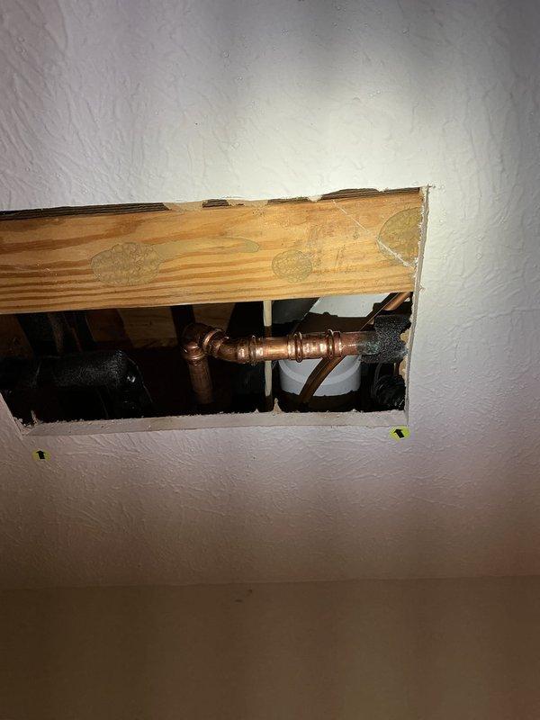 Completed waterline replacement as quoted. Accessed plumbing infrastructure through wall cavity, removed existing damaged waterline, and installed new copper piping with proper insulation and secure mounting. Verified all connections are leak-free and restored wall access point.