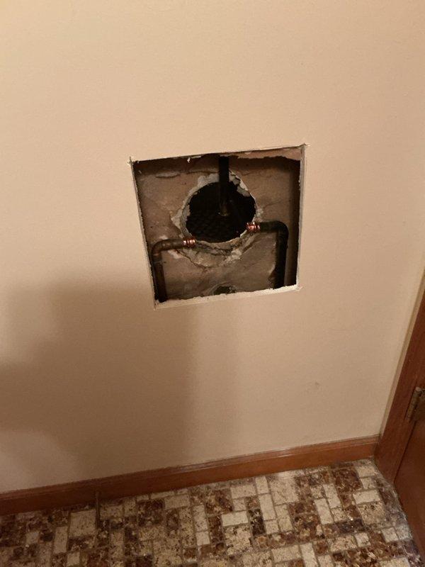Installed client-supplied shower valve in bathroom, requiring access through wall cavities to complete rough-in plumbing connections. Created access openings in drywall to route supply lines and install valve body per manufacturer specifications, with work completed within the quoted 3-hour timeframe.