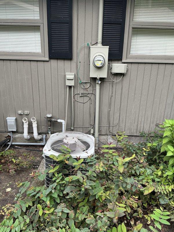 Conducted comprehensive estimate for replacement of two air conditioning systems. Assessed existing outdoor condenser unit with overgrown vegetation requiring clearance, evaluated basement furnace and HVAC infrastructure including ductwork and ventilation components, documented equipment specifications and installation requirements, and provided multiple replacement options for customer consideration.