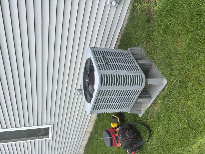 Completed annual cooling maintenance on a 2019 Lennox system. Performed comprehensive tune-up including inspection of indoor furnace/air handler unit with associated ductwork and PVC condensate piping, verified all electrical connections and control operations, and inspected outdoor condensing unit positioned on concrete pad. All components found operating within normal parameters with no issues identified during preventive maintenance visit.