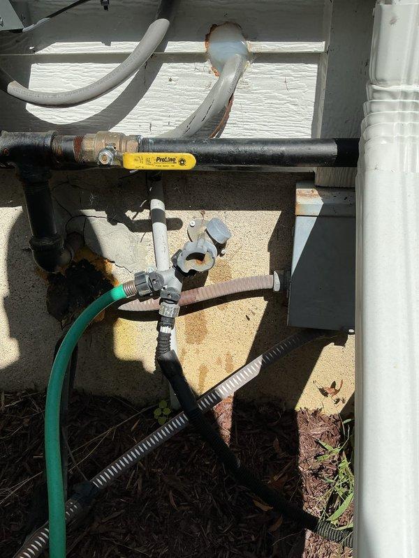 Replaced broken outdoor hose spigot at exterior location. Removed damaged fixture and installed new frost-free sillcock with proper shutoff functionality. Verified all connections for leaks and confirmed full operational control of on/off valve.
