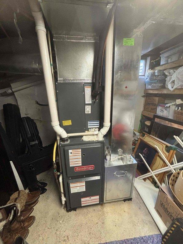 Completed annual heating maintenance on a 9-year-old Goodman furnace system. Performed comprehensive tune-up including inspection of all mechanical components, burner assembly cleaning, and system operational testing. Removed and cleaned four burners, which showed normal oxidation consistent with age. Verified proper ignition sequence, heat exchanger integrity, and airflow throughout the system. Confirmed all safety controls functioning correctly. No humidifier present on this system per membership agreement. Unit operating within manufacturer specifications at completion of service.