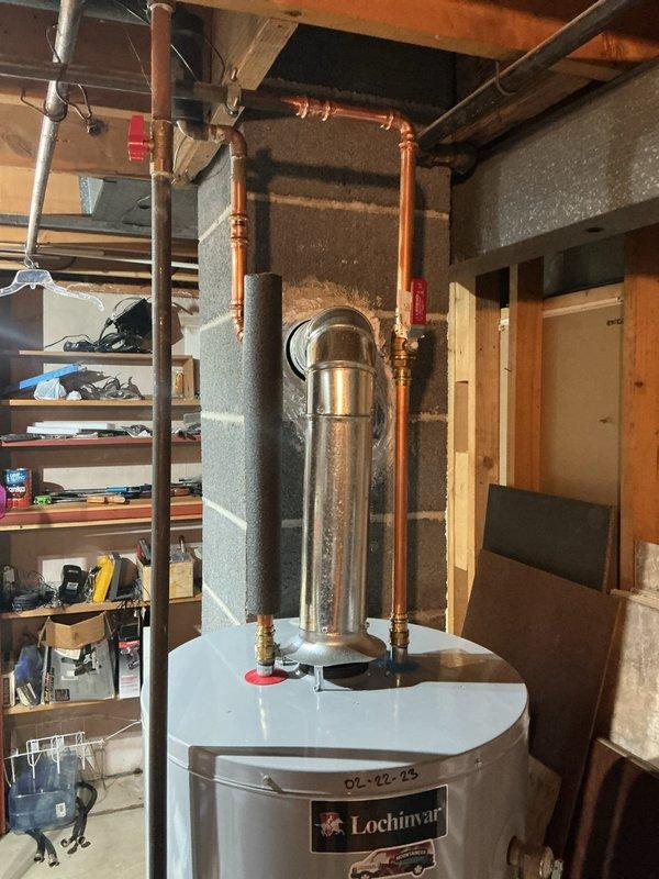 Responded to water heater leak on 3-year-old Lochinvar unit. Upon inspection, identified water leaking from bottom of tank, indicating internal tank failure. Due to age of unit still under typical warranty period, documented condition with photos showing manufacturer label and installation date of 01-22-25. Advised customer of tank failure and recommended contacting manufacturer for potential warranty claim, as internal tank leaks are not repairable and require full unit replacement.