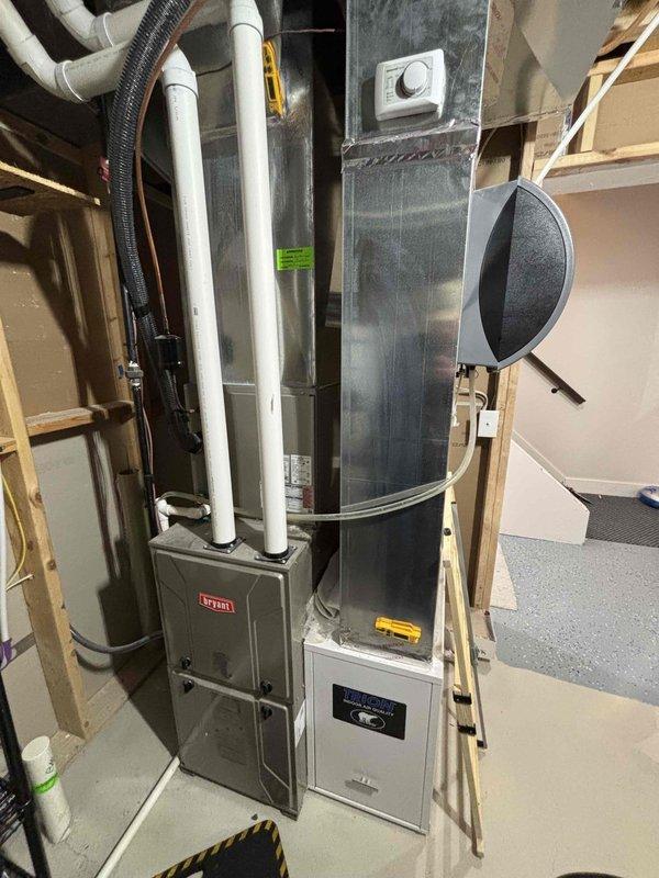 Completed comprehensive Furnace Super Tune-up on 3-year-old Bryant residential gas furnace system. Performed full system inspection including heat exchanger examination, burner assembly cleaning, blower motor lubrication, air filter replacement, thermostat calibration check, and combustion analysis to ensure safe and efficient operation. All components found operating within manufacturer specifications; system tested and confirmed functioning properly with no issues identified.