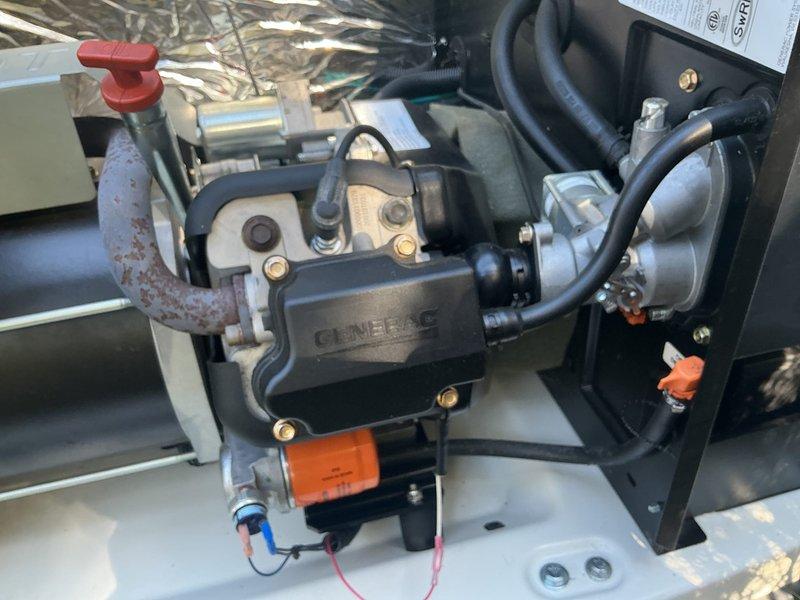 Completed scheduled generator tune-up on 5-year-old Generac unit. During inspection, identified significant corrosion on metal piping and documented cracked generator base requiring future attention. Performed routine maintenance procedures, verified all mechanical and electrical components, and documented equipment condition with photos for customer records.
