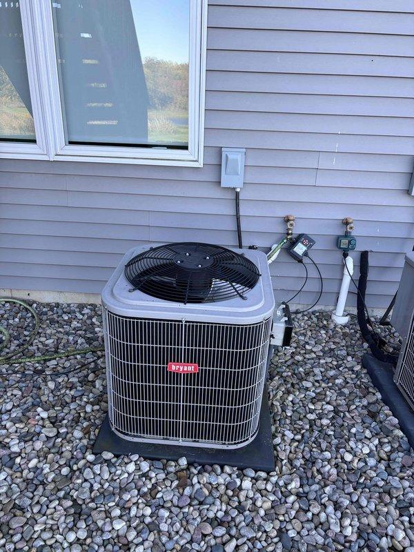Completed furnace super tune-up on residential HVAC system. Performed comprehensive inspection of furnace unit and connected ductwork in basement utility area, verified proper operation of all components, and inspected exterior condensing unit. All equipment found to be in functional condition with no immediate service needs identified.