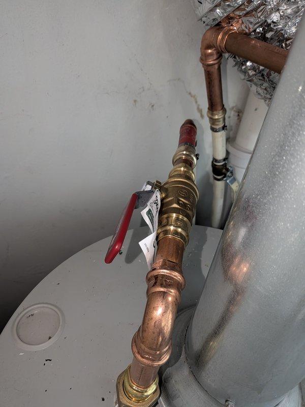 Responded to water heater leak and replaced failing unions and copper supply lines. Installed new 3/4" copper piping with brass unions and proper connections to existing PVC distribution lines on both hot and cold water sides. All connections tested and verified leak-free upon completion.