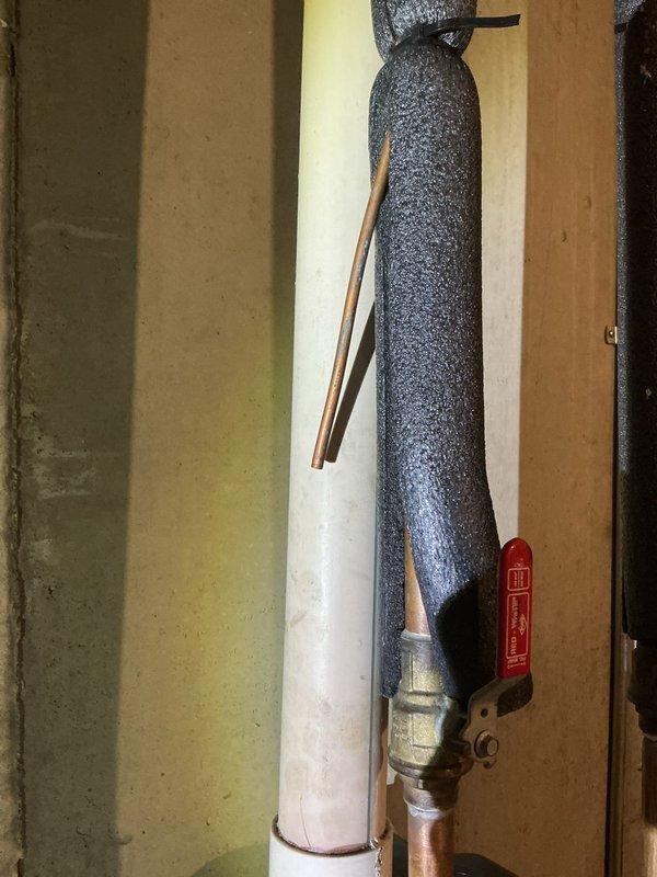 Performed a Furnace Super Tune-up on a unit approximately 10+ years old, including inspection and verification of system components and operation. Inspected the insulated copper line and shutoff valve assembly, noting split pipe insulation that was re-secured with a zip tie, and organized and secured the low-voltage control wiring bundle at the equipment to maintain proper connections.