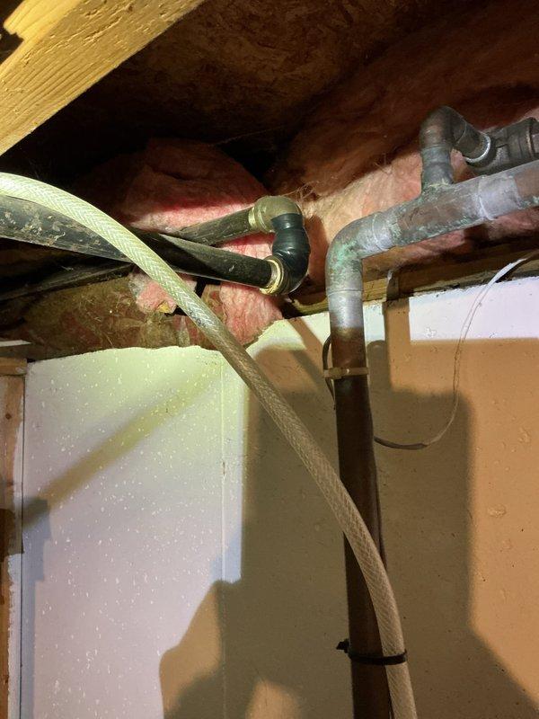 Responded to a reported gas leak at the swing elbow on the fuel line and confirmed the leak location. The gas company performed a temporary repair to secure the line, and the exterior meter assembly and interior fuel piping were inspected. Further permanent repair of the swing elbow connection is recommended.