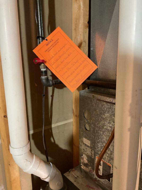 Performed a Furnace Super Tune-up on a 15-year-old gas furnace and identified a compromised heat exchanger during inspection, presenting a potential carbon monoxide hazard. Shut off the gas and electrical supply to the unit, tagged the gas line with a red-tag notice documenting the heat exchanger condition, and reviewed the warning and safety findings with the homeowner, who acknowledged them in writing. The furnace remains out of service pending repair or replacement.