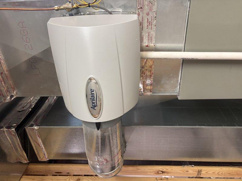 Performed a furnace super tune-up on a 6-year-old unit, including inspection and cleaning of key components, verification of safe operation, and a system performance check. Also inspected the Aprilaire whole-home humidifier, ductwork, and insulation, and checked the adjacent Bradford White water heater, with no leaks, damage, or abnormalities observed.