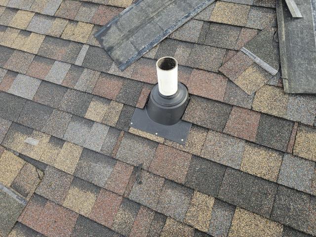 Ceiling stain puzzle solved. Insulation crew identified the cause: exhaust vent mis-routed. We popped on two new roof Pipe jack, re-flashed, sealed and this Fortdodge, Iowa project is done. No more drip, no more worry.#FortDodgeRoofVent #BathFanFix #LeakyCeiling #RoofRepairFortDodge