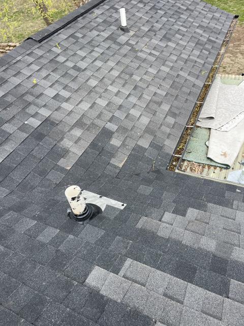 We fixed a roof leak by removing shingles around a pipe vent, adding a new boot, sealing it, and replacing the shingles. The customer is delighted with the result.