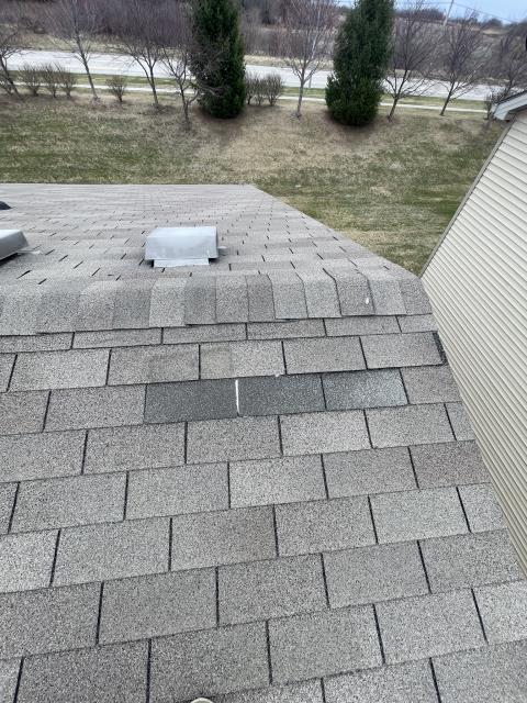 After a storm, we conducted a free evaluation and found a ripped shingle. We replaced it, ensuring the roof's integrity. The customer appreciated the quick, efficient service and the quality of the repair.