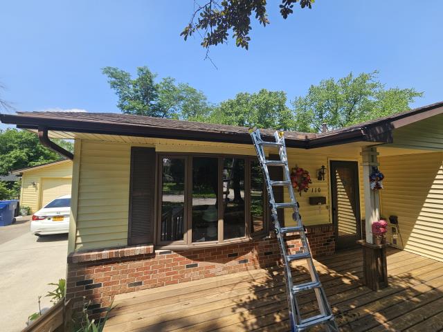We installed new gutters and a leaf blaster to prevent debris from clogging the gutters. The homeowner was thrilled with the improved functionality and cleanliness.
