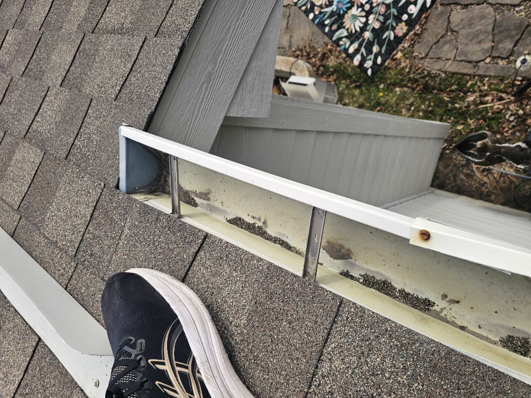 A homeowner contacted us regarding water staining on their ceiling. Upon inspection, we identified several issues. The back flashing appeared old and needed attention. The screws securing it were loose, and the flashing itself required slight adjustments to ensure a better seal. Additionally, we discovered a bird's nest obstructing the downspout, which could lead to further water damage. We proposed a solution to address these problems. First, we re-secured the loose screws and adjusted the flashing to improve its effectiveness. Next, we removed the b