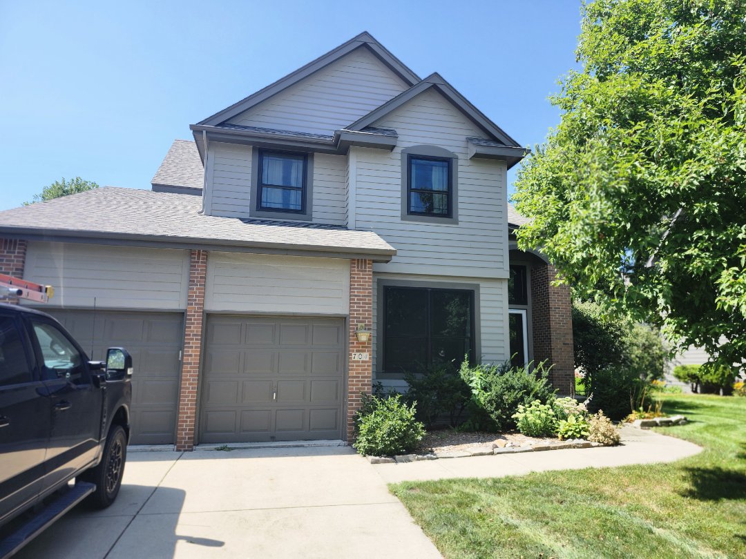 Wes Des Moines homeowner contacted us for a second opinion on hail damage. We conducted a thorough inspection, finding no damage to downspouts, gutters, soft metals, or siding. The roof showed normal wear and tear, with traffic waves from previous contractors. The roof, approximately 8 to 10 years old, has at least another 8 to 10 years of good use. No replacement is recommended; only maintenance and necessary repairs are advised. The paint window wraps were intact, and there were no weather-related damages.