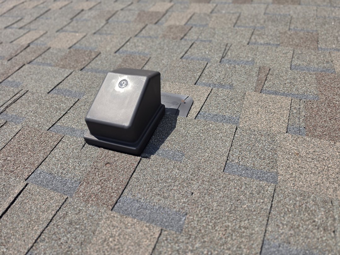 Upon inspection of a home in West Des Moines we identified a leak in the laundry room. After examining the attic and roof, we discovered that the dryer vent had failed. The HVAC duct connected to the vent in the roof had disconnected, allowing water to blow from the directional winds through the vent into the attic space. We recommended contacting an HVAC company for assistance. We helped with the repair and refreshed the rough, which was in excellent condition. We look forward to continuing to help this family with their roofing needs.