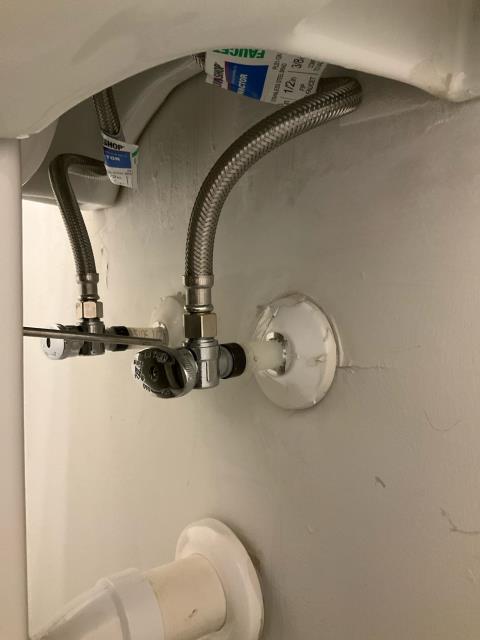 Replaced pedestal sink shut off valves.