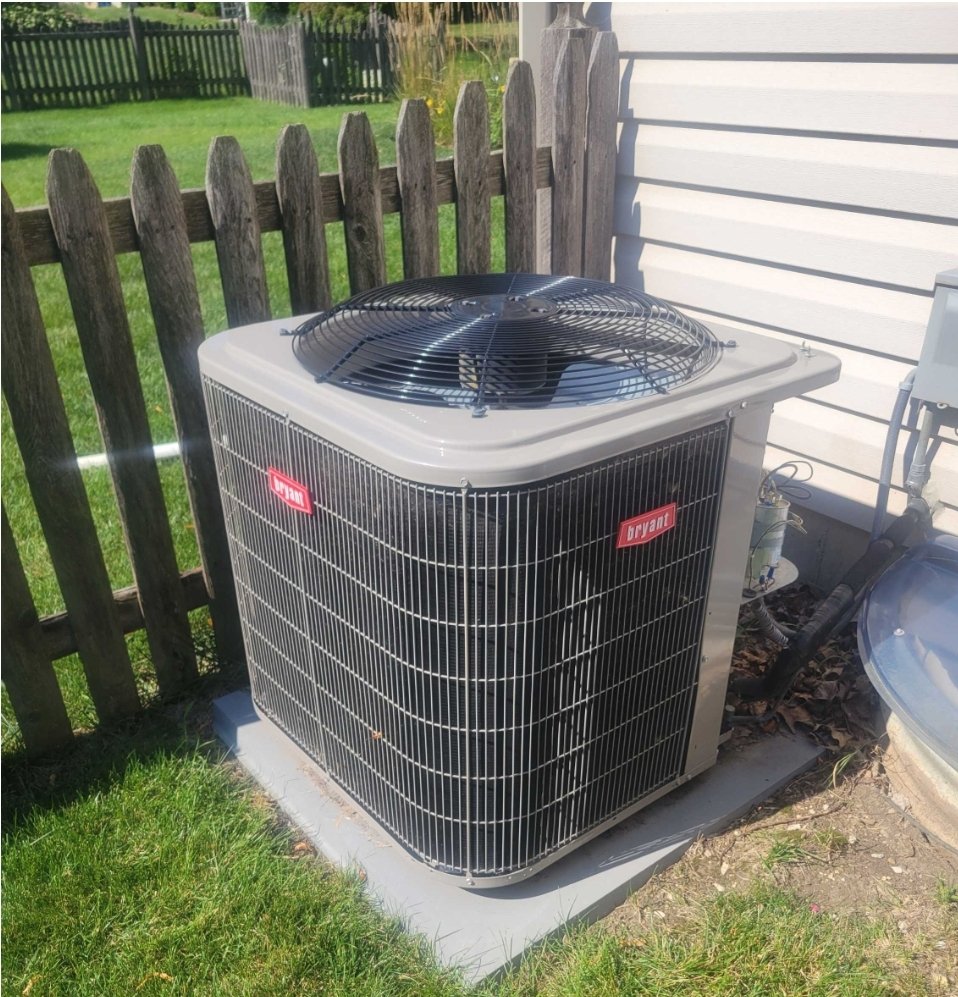 Schaumburg, IL - Performing the annual recommended maintenance on the Bryant air conditioning system. Testing its efficiency and operation. Cleaning the outdoor unit. them Changing the indoor air filter to help ensure a breakdown free cooling season. Schaumburg, IL - Performing the annual recommended maintenance on the Bryant air conditioning system. Testing its efficiency and operation. Cleaning the outdoor unit. them Changing the indoor air filter to help ensure a breakdown free cooling season.