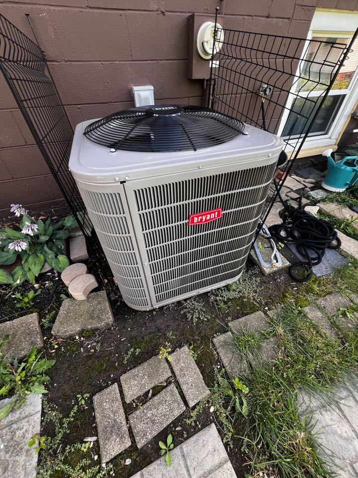 Schaumburg, IL - Performing annual ac clean & check on Bryant unit. Replacing air filter. Checking voltage readings. Schaumburg, IL - Performing annual ac clean & check on Bryant unit. Replacing air filter. Checking voltage readings.
