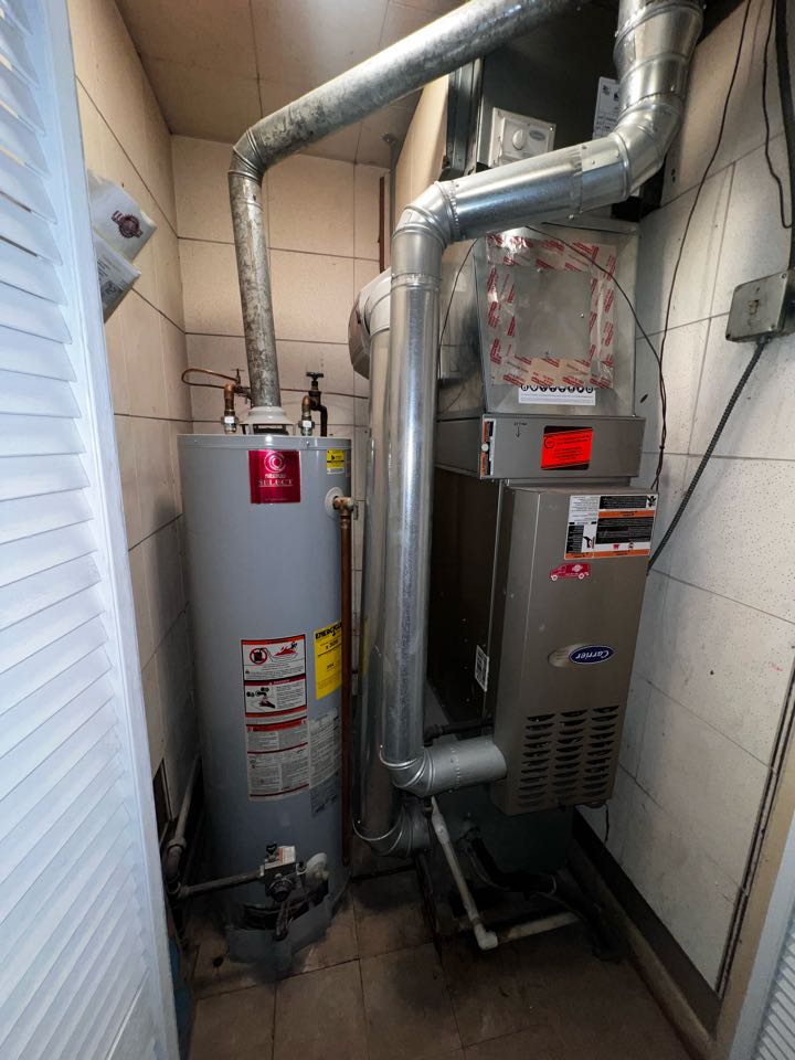 Elk Grove Village, IL - Performing annual clean & check on carrier furnace. Replacing air filter. Taking heat rise. Elk Grove Village, IL - Performing annual clean & check on carrier furnace. Replacing air filter. Taking heat rise.