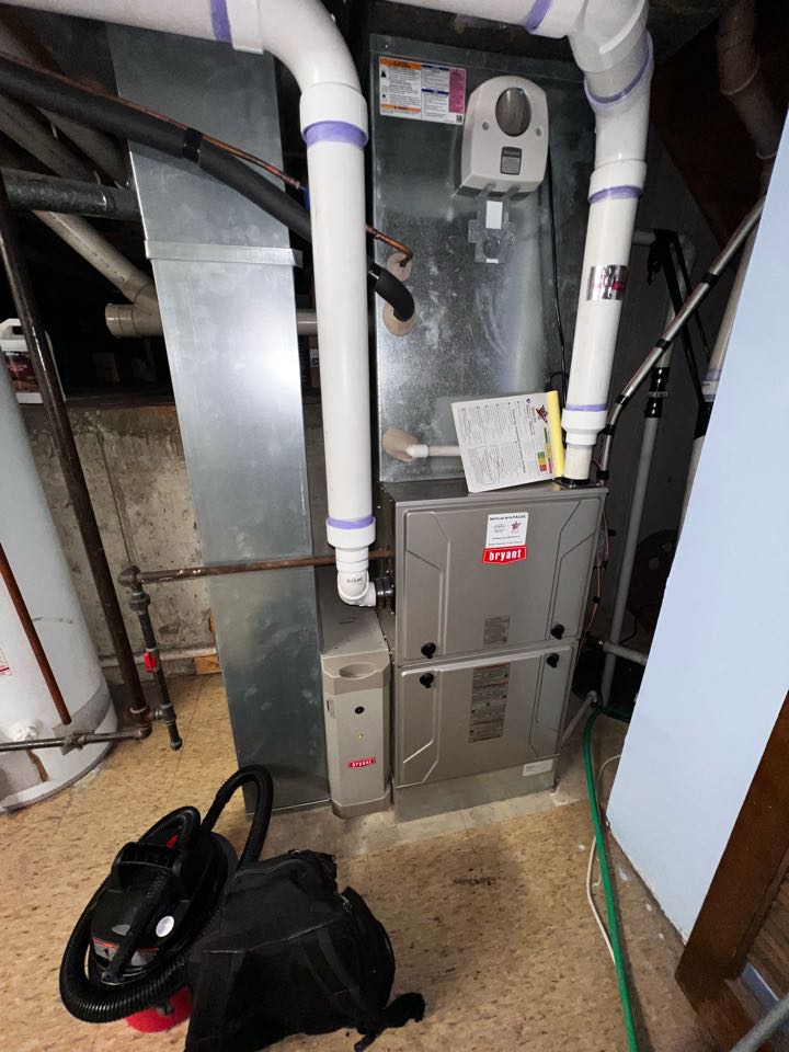 Bloomingdale, IL - Performing annual furnace clean & check. Cleaning out drain trap. Taking heat rise. Bloomingdale, IL - Performing annual furnace clean & check. Cleaning out drain trap. Taking heat rise.