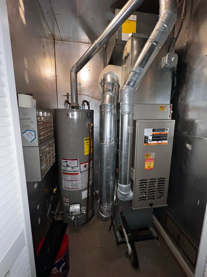 Elk Grove Village, IL - Performing annual furnace clean & check on Bryant unit. Replacing air filter. Replacing humidifier pad. Elk Grove Village, IL - Performing annual furnace clean & check on Bryant unit. Replacing air filter. Replacing humidifier pad.