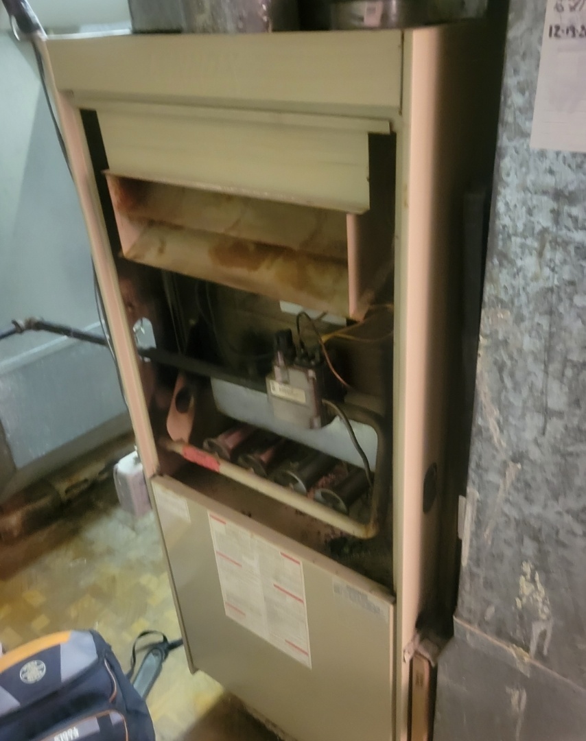 Bloomingdale, IL - Cleaning and testing the very old Lennox natural draft gas furnace. Found a small leak of CO into the air stream. Making recommendations on how to improve air quality!, comfort and air quality in the home.  Bloomingdale, IL - Cleaning and testing the very old Lennox natural draft gas furnace. Found a small leak of CO into the air stream. Making recommendations on how to improve air quality!, comfort and air quality in the home.