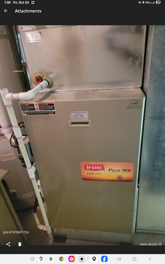 Algonquin, IL - Completing the furnace tune up to get the unit. Changed air filter and humidifier pad then sanitizing the area.  Algonquin, IL - Completing the furnace tune up to get the unit. Changed air filter and humidifier pad then sanitizing the area.