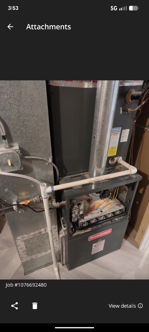 installing a new large fan powered humidifier, and performing a tune up on a Goodman furnace 