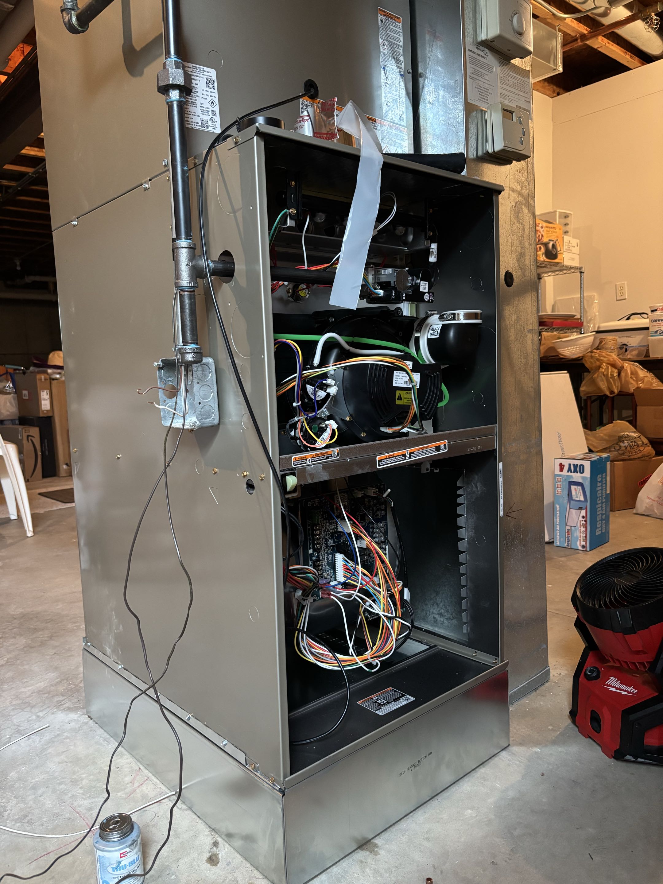 Installing a heat pump, high-efficiency furnace, and UV light electronic air purifier.