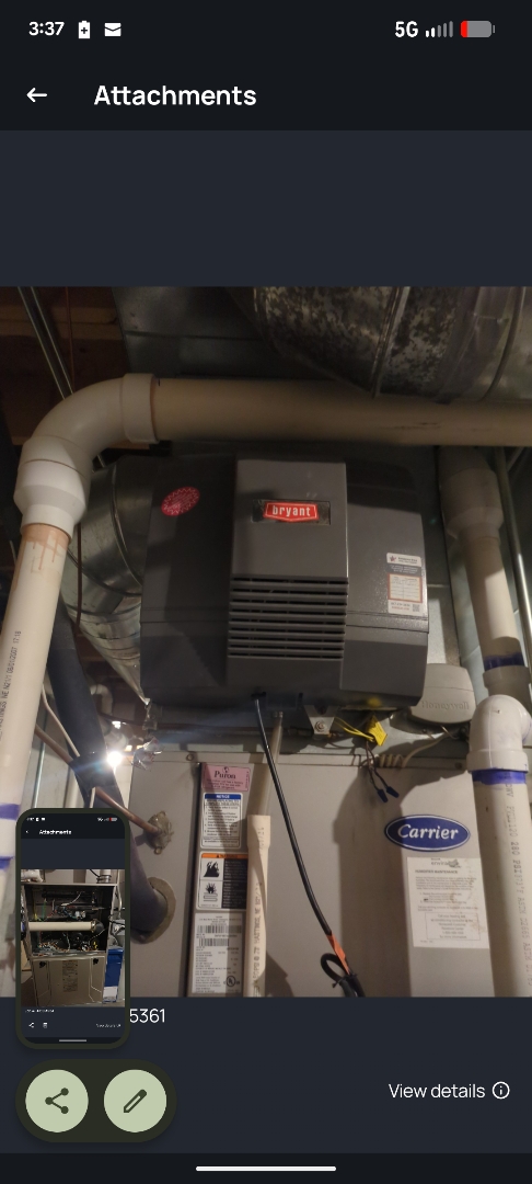 performing maintenance on a high efficiency Bryant system and fan powered humidifier 