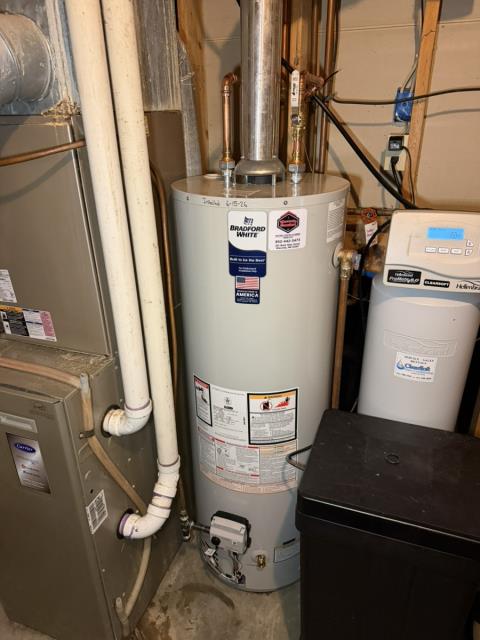 Installed new 40 gal BW atmospheric water heater. 