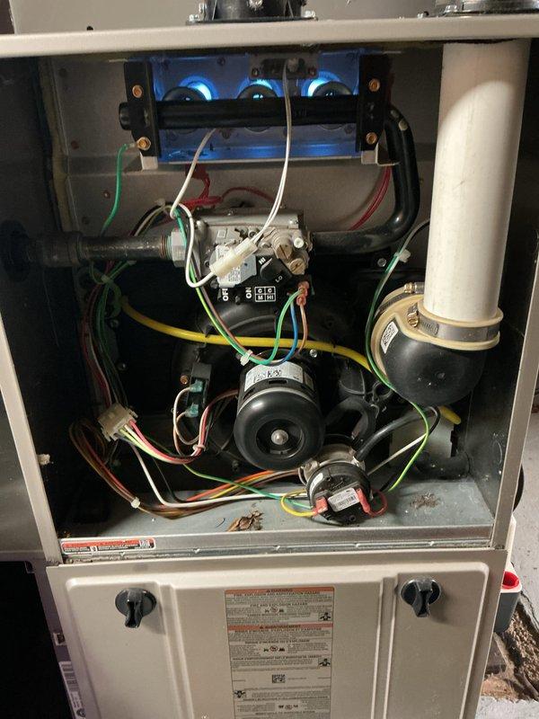 Performed annual heating maintenance on member's furnace as scheduled. Inspected and cleaned interior components including heat exchanger, ignition system, and motor connections. Serviced unit with standard tune-up procedures to ensure proper operation for the upcoming heating season.