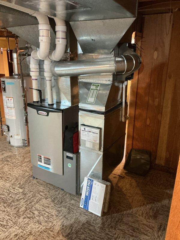 Performed annual preventive maintenance on residential HVAC system. Inspected and replaced the humidifier pad which showed significant discoloration and wear. Verified proper operation of furnace unit and associated ductwork connections after service was completed.