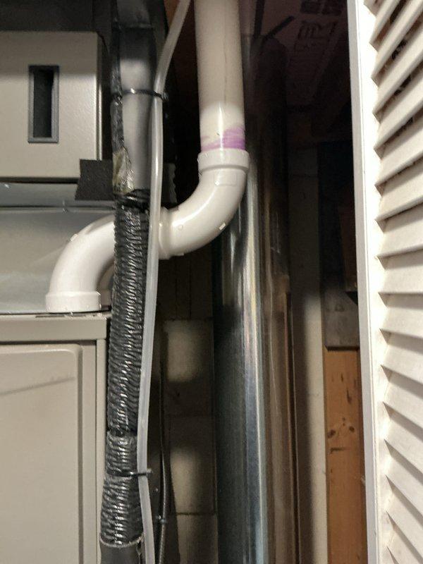 Performed annual furnace maintenance under Air Care membership on a 10-year-old system. Inspected drainage components including PVC condensate lines and condensate pump for proper operation. Examined ductwork connections and verified furnace operation according to manufacturer specifications. System is functioning correctly with no issues identified.