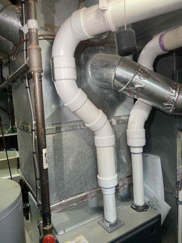 Conducted assessment for A/C replacement in basement with non-operational existing unit. Evaluated current ductwork, electrical connections, and condensate drainage system. Documented existing natural gas furnace configuration and determined appropriate tonnage requirements for colonial-style home. Prepared comprehensive replacement proposal for complete system upgrade.