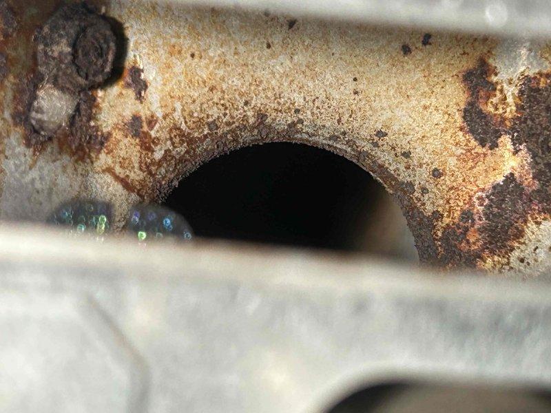 Performed tune-up service on Bryant gas furnace. Discovered significant rust and corrosion around the heat exchanger and drainage components. Cleaned clogged condensate line to restore proper drainage and addressed startup noise by lubricating moving parts and securing loose components.