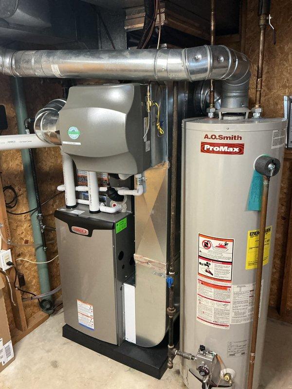 Completed annual furnace maintenance as scheduled per customer's service plan. Inspected and serviced complete HVAC system including furnace unit, ductwork, humidifier, and filtration components. System is in normal operating condition with all connections, drainage, and ventilation functioning properly; no issues identified during the maintenance visit.