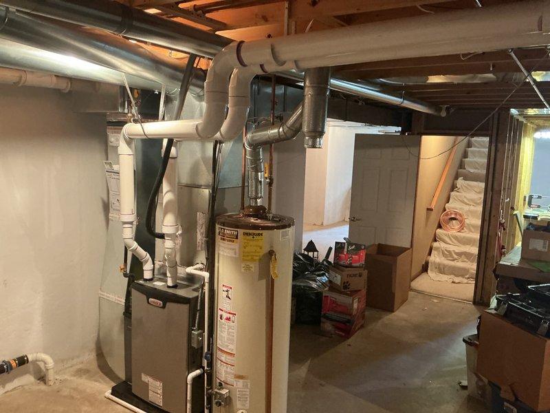 Successfully installed a new 90,000 BTU Lennox furnace in the customer's basement utility room, replacing the existing unit. Completed all necessary mechanical connections, including proper PVC drainage piping and connection to the existing ductwork system, ensuring the system was fully operational before departure.