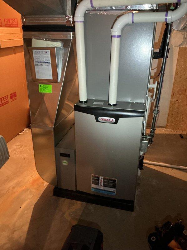 Completed annual maintenance tune-up on Lennox gas furnace system. Performed comprehensive inspection of all internal components including gas valve assembly, electrical connections, blower assembly, and heat exchanger. Verified proper operation of all safety controls, cleaned burner assembly, checked and documented system specifications, and confirmed unit operating within manufacturer parameters with no issues found.